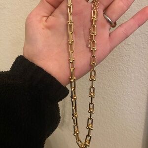 Gold Plated Metal Anchor Chain Link Necklace
